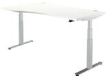 Schäfer Shop Select Schreibtisch DRIVE UP 2, elektrisch höhenverstellbar, Freiform, Ansatz links, T-Fuß, B 1800 mm, weiß/weißalu