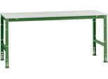 Manuflex Arbeitstisch UNIVERSAL Standard, 2000 x 1000 mm, Kunststoff lichtgrau, resedagrün