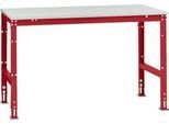 Manuflex Arbeitstisch UNIVERSAL Standard, 1500 x 1000 mm, Melamin lichtgrau, rubinrot