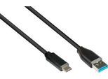 Kabel USB 3.2, A/USB-C, schw., 0,5m