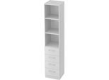 Regal 5 OH, 2 Böden, 4 Schubladen, Metall-Teleskopauszug, B 406 mm, lichtgrau