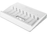 Multi-Akkuladegerät für Batterien Varta, 2/4/6/8x AA/AAA, Ladezeit 4,5 h, USB Type C (inkl. Kabel), 100-240 V, B 180 x T 43 x H 240 mm, weiß