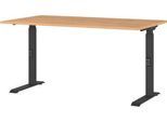 Schreibtisch Agenda Home, mechanisch höhenverstellbar, B 1400 x T 800 x H 680-910 mm, Grandson-Eiche/Schwarz