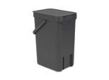 Abfallsammler Sort & Go, rechteckig, mit Wandhalterung, Deckel & Griff, 12 l, Kunststoff, grau