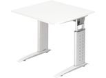 Schreibtisch TARVIS, C-Fuß, Quadrat, B 800 mm, Gestell weiß, höhenverstellbar, weiß