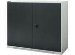 Schäfer Shop Genius Flügeltürschrank FS, Stahl, mit Belüftungslöchern, B 1343 x T 620 x H 1105 mm, 3 OH, weißaluminium/anthrazitgrau, bis 450 kg