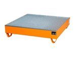 Stahl-Auffangwanne mit Gitterrost, 1200 x 1200 mm, orange RAL 2000