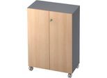 Rollenschrank TOPAS LINE, 3 Ordnerhöhen, Türen abschließbar, graphit/Eiche-Dekor