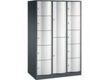 C+P Kombi-Schließfachschrank Resisto, 3 Abteile, 12 Fächer, B 1148 x T 640 x H 1950 mm, Anthrazitgrau/Lichtgrau