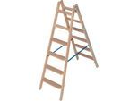 Stehleiter Krause, beidseitig, TRBS 2121-2, mit Eimerhaken, 2 x 6 Stufen/Sprossen, Holz