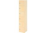 Schließfachschrank Topas Line, 6 Ordnerhöhen, 6 Fächer, Zahlenschloss, B 400 x T 420 x H 2156 mm, Ahorn/Ahorn