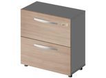 Schäfer Shop Select Hängeregisterschrank LOGIN, 2 Schübe, abschließbar, B 800 x T 420 x H 788 mm, graphit/Eiche
