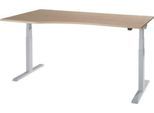 Schäfer Shop Select Schreibtisch ERGO-T 2.0, elektrisch höhenverstellbar, Freiform Ansatz links, T-Fuß, B 1800 x H 640-1300 mm, Eiche/weißalu