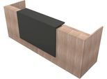 Theke Spezia, gerade, B 2860 x T 880 x H 1130 mm, Ulme-Dekor/Leder grau