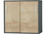 Schäfer Shop Select Anstell-/Aufsatz-Schiebetürenschrank SET UP, 2 OH, B 800 x T 420 x H 726 mm, graphit/Wildeiche
