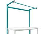 Aufbauportal m. Ausleger, Grundtisch STANDARD Arbeitstisch/Werkbank UNIVERSAL/PROFI, 1750 mm, wasserblau