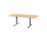 Schäfer Shop Pure Besprechungstisch Planova Basic, Rechteck, T-Fuß, B 1800 x T 800 x H 717 mm, Buche/weißaluminium RAL 9006