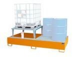 Auffangwanne Bauer AWA 21, Stahl, orange, L 2650 x B 1460 x H 863 mm, 1000 l, für 2 x 1000 l IBC, 1 Abfüllaufsatz, 1 Gitterost
