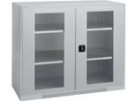 Schäfer Shop Genius Sichttürschrank FS, 3 OH, abschließbar, 2 Fachböden, bis 450 kg, B 1343 mm, Stahl, weißaluminium RAL 9006/weißaluminium RAL 9006