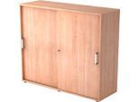 Schiebetürenschrank TARVIS, 3 Ordnerhöhen, B 1200 x T 400 x H 1100 mm, abschließ- & stapelbar, Nussbaum-Dekor