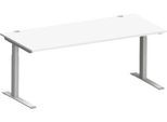 Schäfer Shop Genius Schreibtisch MODENA FLEX, C-Fuß-Rechteckrohr, B 1800 x T 800 mm, weiß/weißalu