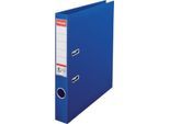 Ordner Esselte® No. 1, A4, Rückenbreite 50 mm, für ca. 350 Blatt, Hebelmechanik, Rückenschild, Griffloch & Raumsparschlitze, FSC®-Karton, blau