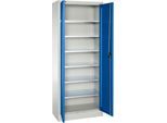 Schäfer Shop Select Materialschrank MSI 2409, Stahl, 6 Fachböden, B 950 x T 400 x H 1935 mm, lichtgrau/enzianblau
