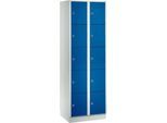 Wertfachschrank 300 mm, 2 Abteile, 10 Fächer, Sicherheitszylinderschloss, Sockel, enzianblau