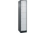 C+P Schließfachschrank Resisto, 1 Abteil, 5 Fächer, B 396 x T 640 x H 1950 mm, Anthrazitgrau/Lichtgrau