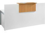 Empfangstheke Come-In, 1 Ablage, gerade, Breite 1800 mm, weiß/Buche-Dekor