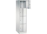 C+P Schließfachschrank Resisto, 1 Abteil, 4 Fächer, B 396 x T 640 x H 1950 mm, Lichtgrau/Lichtgrau