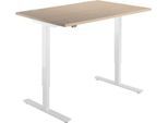 Schäfer Shop Select Schreibtisch Start Off, elektrisch höhenverstellbar, Rechteck, T-Fuß, B 1200 x T 800 x H 755-1255 mm, Eiche/weiß