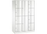 C+P Kombi-Schließfachschrank Resisto, 3 Abteile, 10 Fächer, B 1148 x T 540 x H 1950 mm, Verkehrsweiß