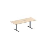 Schäfer Shop Genius Konferenztisch MODENA FLEX, 6-fach Anschluss, Rechteck, T-Fuß Rechteckrohr, B 2000 x T 800 x H 650-850 mm, Ahorn/weißalu