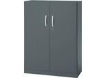 Büroschrank, 3OH, abschließbar, mit aufliegenden Türen, B 950 mm, Basaltgrau