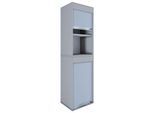 Rolladenschrank Aktos XL, 4 Ordnerhöhen, abschließbar, Bügelgriff, B 500 x T 400 x H 1860 mm, Holz, grau