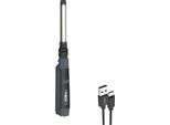 LED-Werkstattleuchte Ansmann IL500R, 500 lm (Hauptleuchte), 130 lm (Knopfleuchte), bis zu 12 h, IP20, IK07, B 43 × T 33 x H 320 mm, schwarz