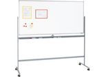 Schäfer Shop Select Mobiles Whiteboard, um 360° drehbare Tafel, weiß lackiert, Ablageschale, 4 Lenkrollen, B 1800 x H 900 mm