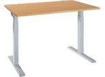 Schäfer Shop Select Schreibtisch ERGO-T 2.0, Rechteck, T-Fuß, B 1200 x T 800 x H 675-895 mm, Buche/weißalu