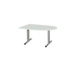 Schäfer Shop Select Besprechungstisch Planova Basic, Halbkreis, T-Fuß, B 1400 x T 1000 x H 717 mm, lichtgrau/weißaluminium RAL 9006