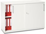 Schäfer Shop Genius Schiebetürenschrank TETRIS WOOD, 2 OH, inkl. Stahlsockel, B 1200 x T 421 x H 800 mm, weiß