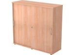Schiebetürenschrank TARA, 3 Ordnerhöhen, B 1200 x T 400 x H 1180 mm, abschließ- & stapelbar, Nussbaum-Dekor