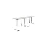 Schäfer Shop Select Schreibtisch, elektrisch höhenverstellbar, Rechteck, T-Fuß, B 1600 x T 800 x H 705-1205 mm, lichtgrau/weißaluminium