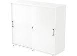 Schiebetürenschrank TARVIS, 3 Ordnerhöhen, B 1200 x T 400 x H 1100 mm, abschließ- & stapelbar, weiß