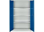 Schäfer Shop Select Materialschrank MSI 16409i, B 950 x T 400 x H 1535 mm, 3 Böden, Stahl, lichtgrau/enzianblaub