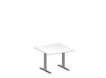 Schäfer Shop Genius Besprechungstisch MODENA FLEX, Quadrat, T-Fuß Rechteckrohr, B 1000 x T 1000 x H 650-850 mm, weiß/weißaluminium RAL 9006