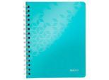 Collegeblock Leitz WOW, DIN A5, 80 linierte Blatt, Klarsicht-Tasche, FSC®-zertifiziert, eisblau