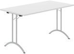 Schäfer Shop Select Klapptisch, Rechteck, Doppel-T-Fußgestell, Spezial-Klappbeschlag & Bodenausgleich, B 1400 x T 700 x H 720 mm, lichtgrau/alusilber