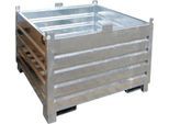 Bauer Sammelbehälter-System SBS 1000, L 1200 x B 1200 x H 850 mm, bis zu 3-fach stapelbar, lackiert, mit Transportwagen, feuerverzinkt