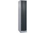 C+P Garderobenspind Resisto, 1 Abteil, 2 Fächer, B 396 x T 640 x H 1950 mm, Weißalu/Anthrazitgrau